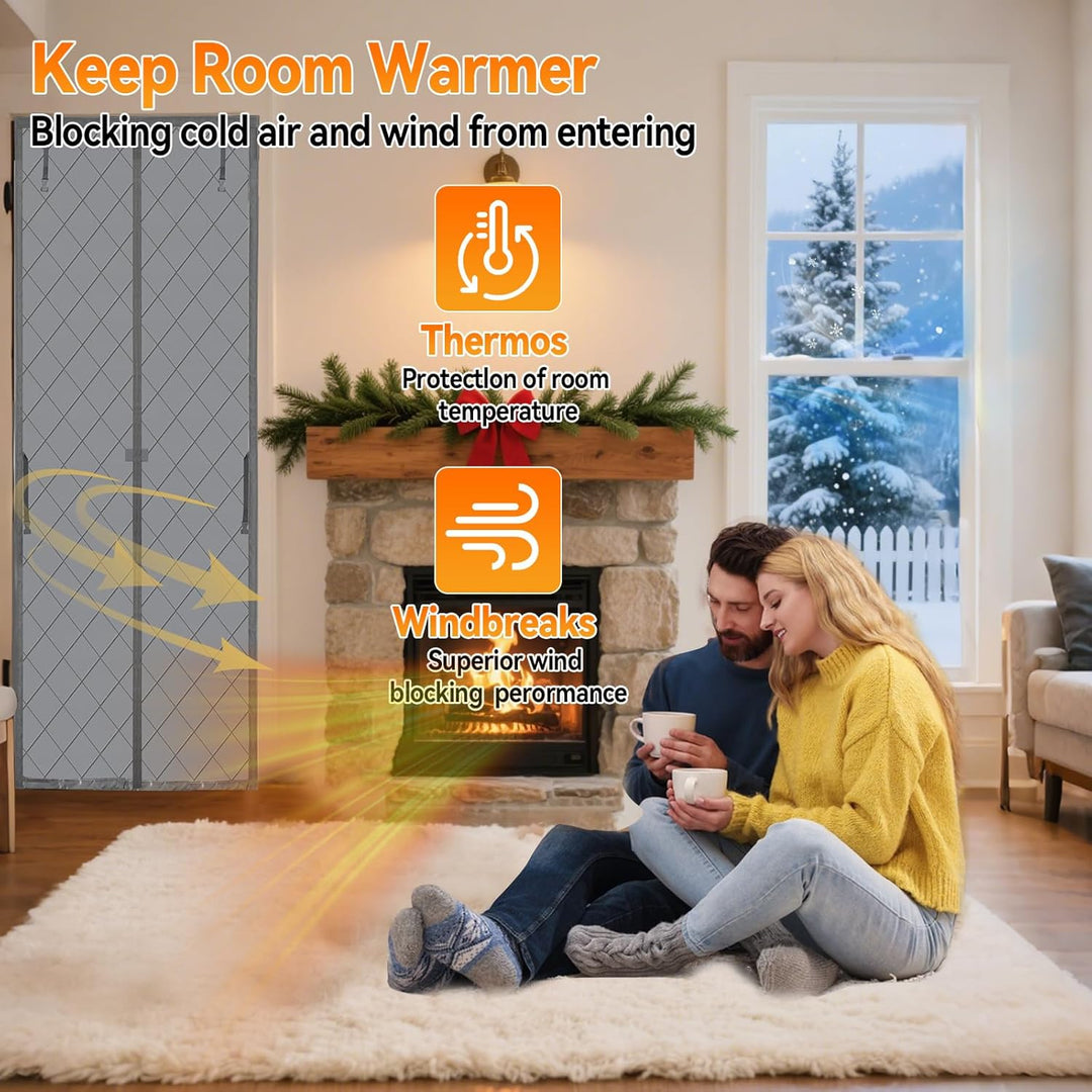 Magnetischer thermisch isolierter Türvorhang, verdickt, 210D Oxford, winddicht, thermische Türabdeck