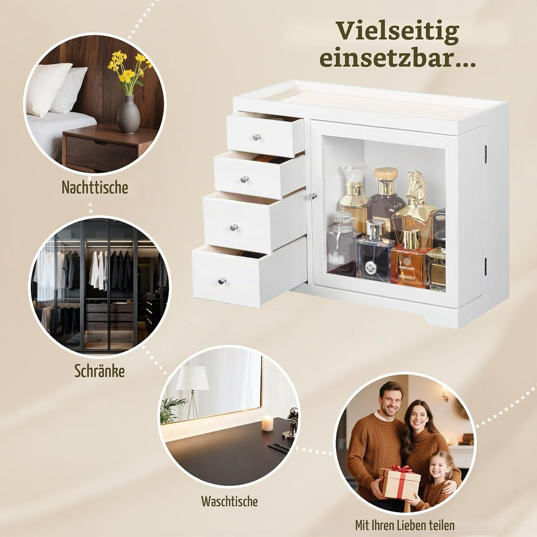 Parfüm Organizer, Holz Herren Parfüm Ständer mit Schublade, Parfüm Regal mit Transparent Sichtbarer