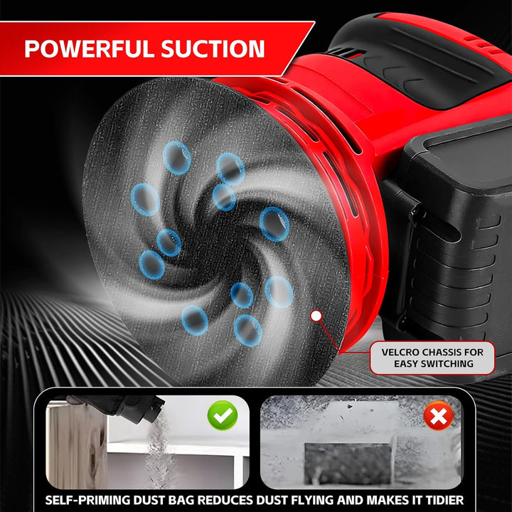 Roadtime Exzenterschleifer für Milwaukee 18V Akku(no Akku),125mm Schleifmaschine 20,000 U/min, 3 Ges