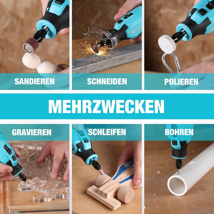 DURATECH 12V Kabellos Drehwerkzeug Set, Multifunktionswerkzeug mit 118 Zubehörteilen, mit 7 einstell
