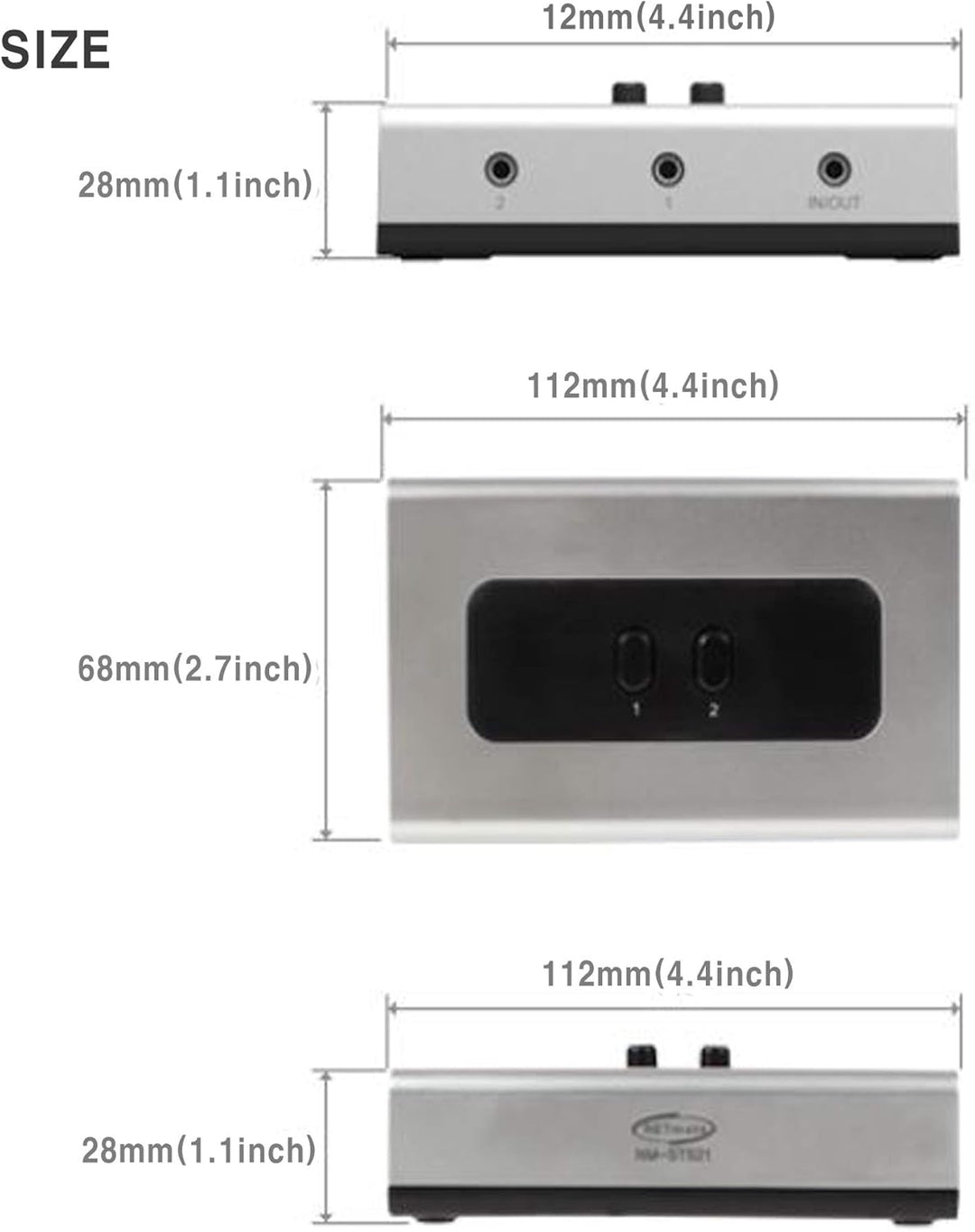 NETmate 2 Port 3,5 mm Stereo Manuelle Schaltbox AUX Audio Lautsprecher Selektor (Wandbefestigungsloc