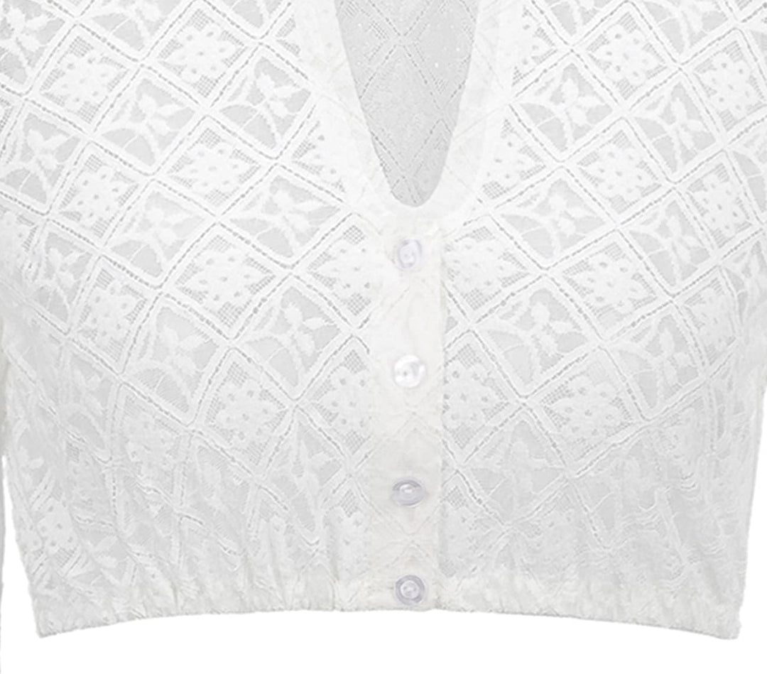 Dirndlbluse Damen Trachtenbluse Creme Dirndl Bluse für Bavarian Oktoberfest 38 Creme-48, 38 Creme-48