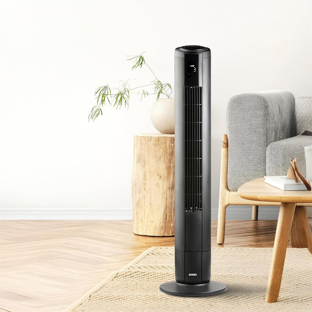 DOMO DO8152 Turmventilator mit Fernbedienung – 3 Geschwindigkeiten – 4 Modi – 8 Stunden Timer – Oszi