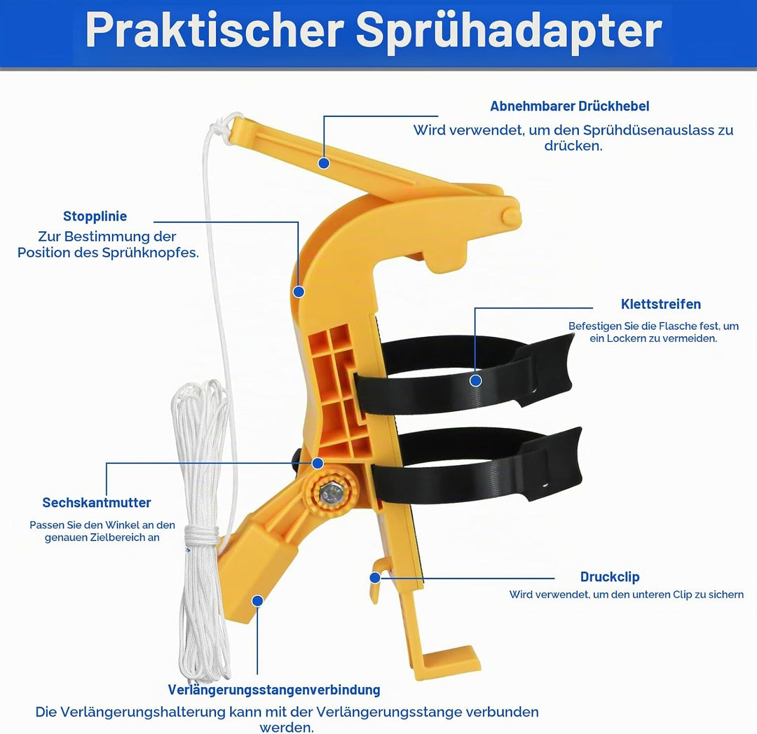 Sprühdosen Verlängerungsstangen Adapter, Einstellbarer Sprühdosenhalter mit 2,8m Teleskopstange, Spr