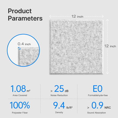 Akustikplatten Selbstklebend, 12 Stück Hohe Dichte Schallabsorber Wand für Wanddekoration und Akusti
