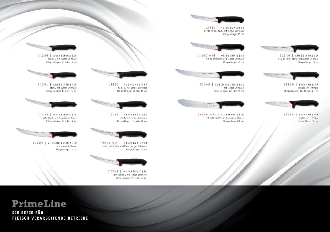 Johannes Giesser Messerfabrik PrimeLine Ausbeinmesser stark Messer, Schwarz, 13 cm