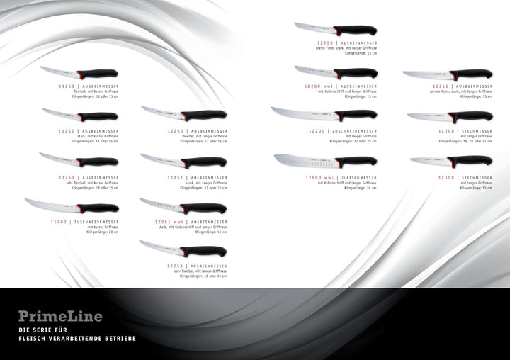 Johannes Giesser Messerfabrik PrimeLine Ausbeinmesser stark Messer, Schwarz, 13 cm
