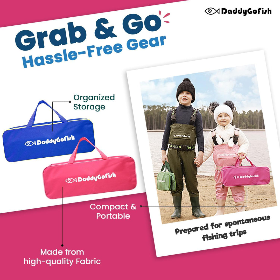 DaddyGoFish Angelrute für Kinder – Rute-Rolle-Kombi-Set für die Angelbox – Kleines Ausrüstungsset fü