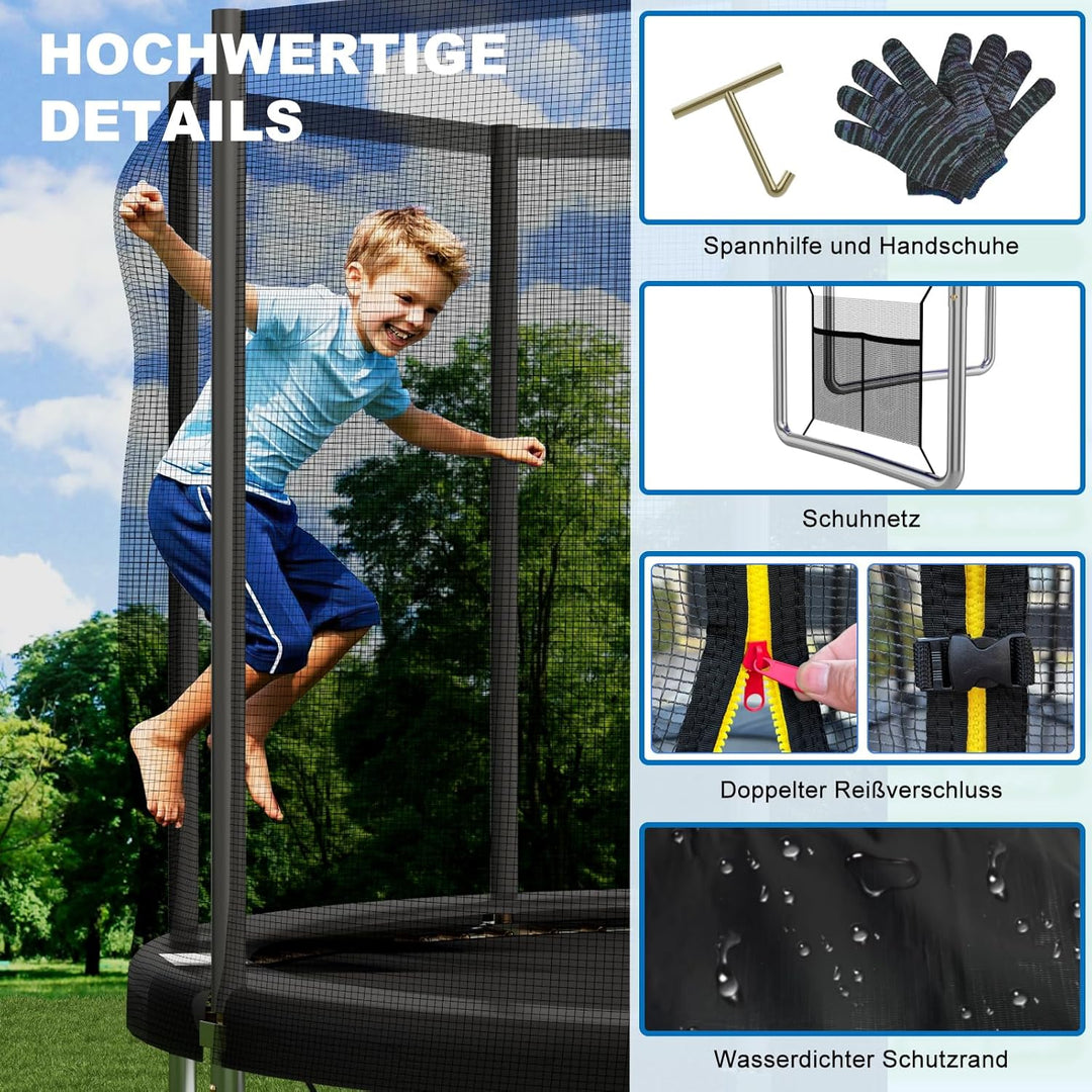 Devoko Trampolin Outdoor Ø 183/228/305/366/427 cm, GS-Zertifikat Indoor Trampolin Kinder Gartentramp