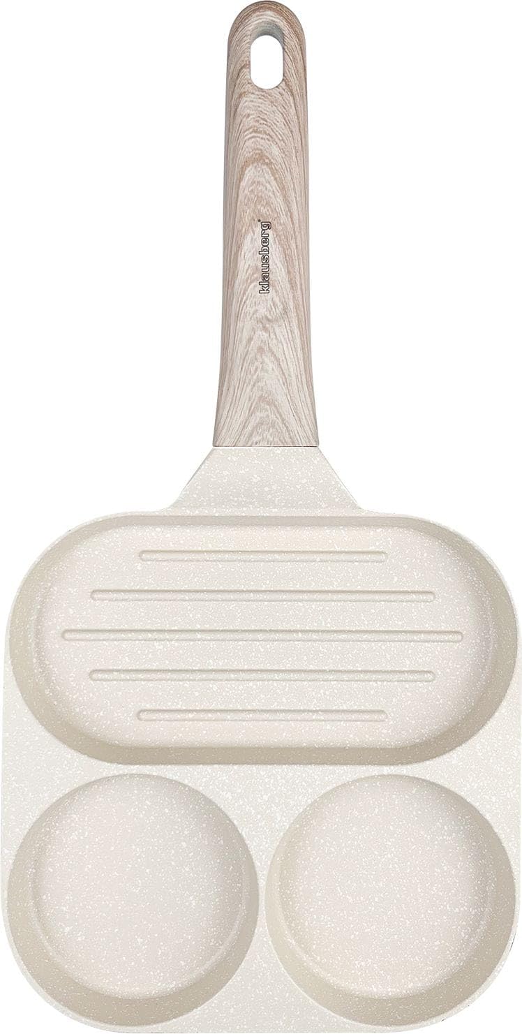 Klausberg Pfannkuchenpfanne Bratpfanne mit Marmorbeschichtung 3-in-1 18 cm für Eier, Pfannkuchen, Pa