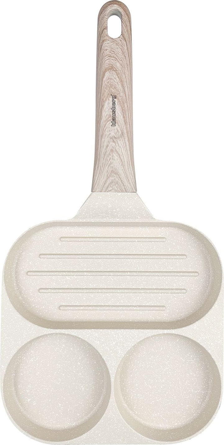 Klausberg Pfannkuchenpfanne Bratpfanne mit Marmorbeschichtung 3-in-1 18 cm für Eier, Pfannkuchen, Pa