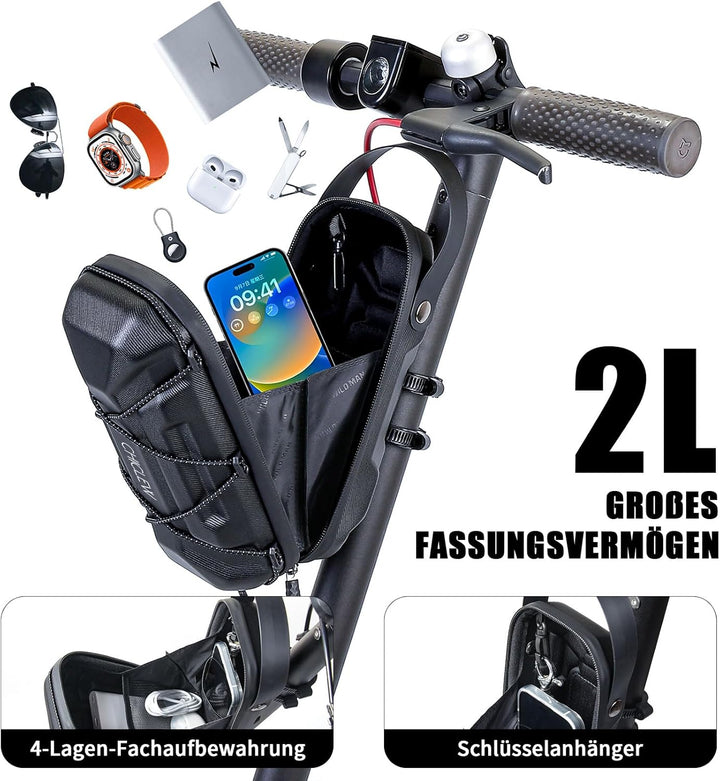 CHICLEW E Scooter Tasche für Elektroroller, Brandneue wasserdichte Roller Tasche Front Tube Bag mit