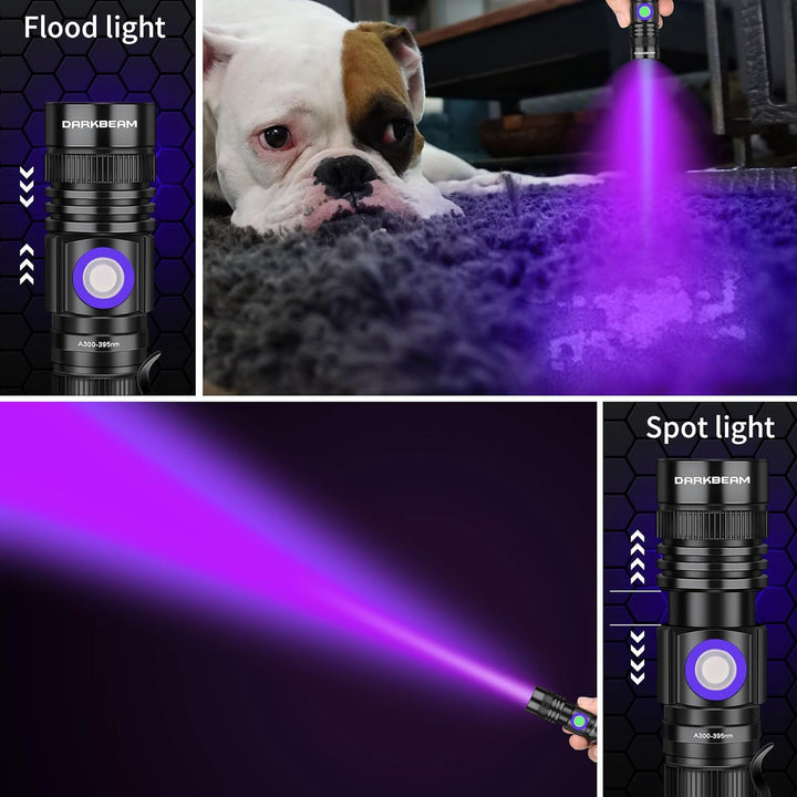 DARKBEAM UV Taschenlampe uv Lampe 395nm Licht USB Aufladbar, Woodsche Lampe Schwarzlichtlampe Klein