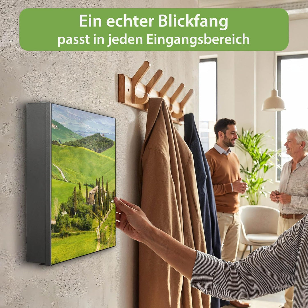 banjado Grosser Schlüsselkasten Metall - Schlüsselbox 30x30cm mit 32 Haken - Schlüsselkasten modern