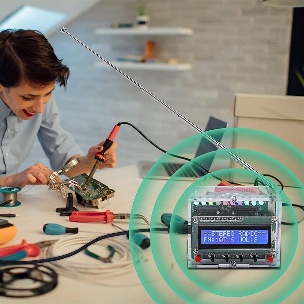 DIY Elektronik-Löt-Set, Radio, FM-Radio-Set, FM 87–108 MHz Löt-Übungsset mit LCD-Display, kabelloser