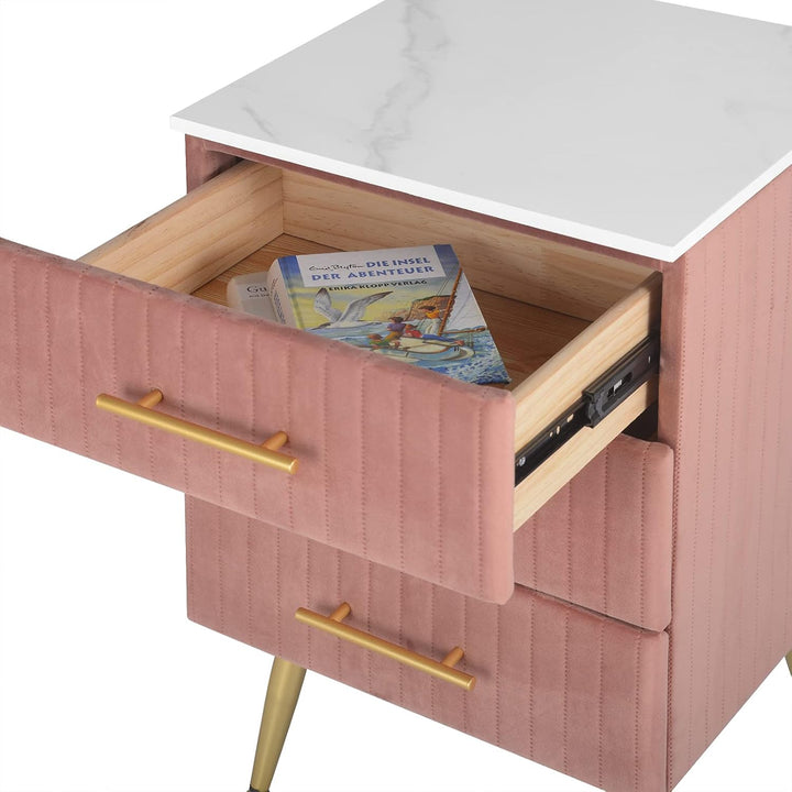 WOLTU Nachttisch Nachtschrank für Boxspringbett, 3 Schubladen aus Massivholz, Kommode mit Schubladen