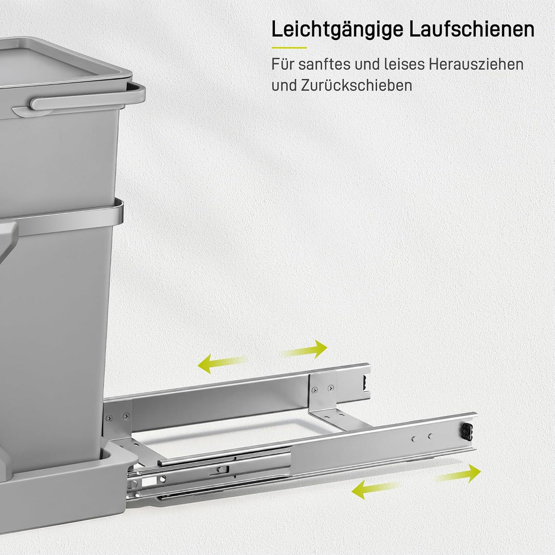 EKO DECO Mülleimer Küche Unterschrank, 20 L + 15 L, 2-fach Mülltrennsystem, ausziehbarer Mülleimer u