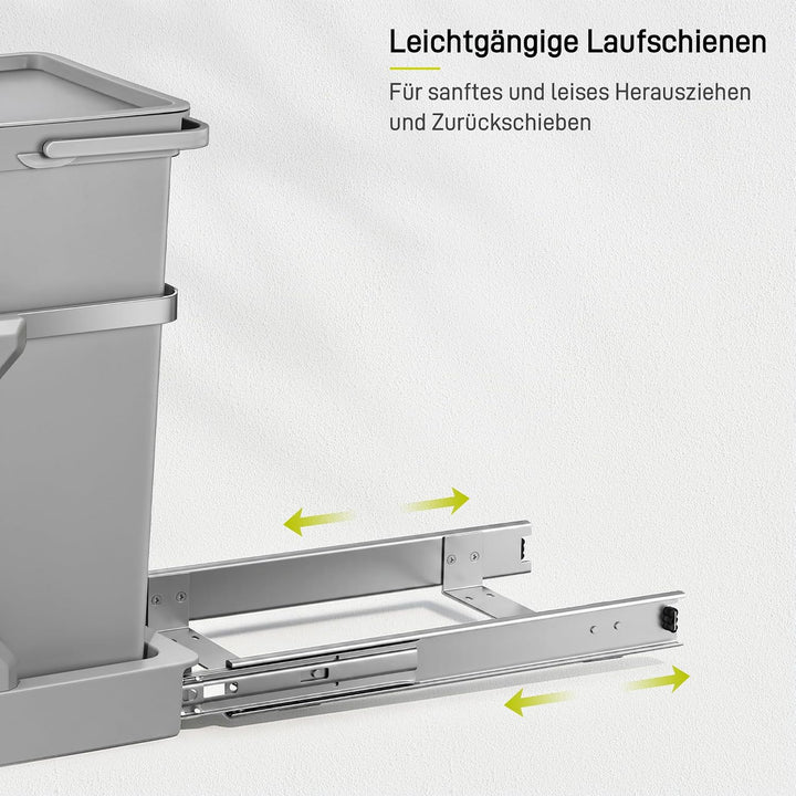 EKO DECO Mülleimer Küche Unterschrank, 20 L + 15 L, 2-fach Mülltrennsystem, ausziehbarer Mülleimer u