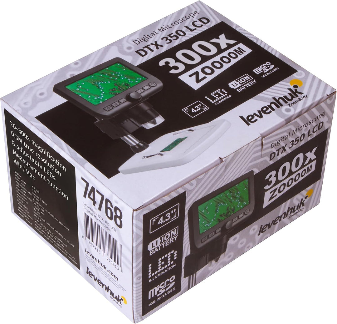 Levenhuk DTX 350 LCD Tragbares Digitales USB-Mikroskop mit 20-Bis 300-Facher Zoom-Vergrösserung für