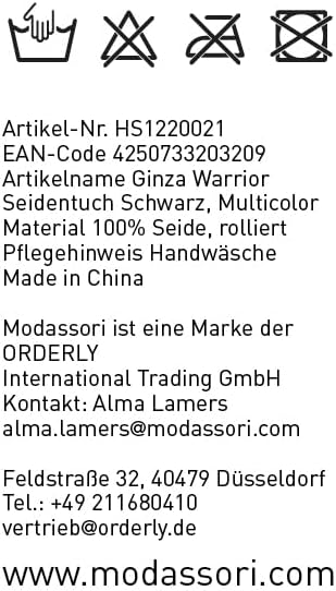 Modassori Schal Tuch quadratisch 90 cm x 90 cm Seide Orange Schwarz Muster exotisch Artikelname Ginz