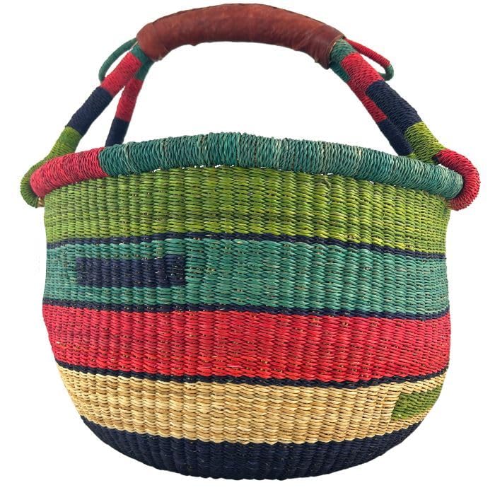 Bolga Korb Afrika - XXL - Das Original aus Ghana - Bunt - Fair Trade - Rund - Viele Farben - Afrikan