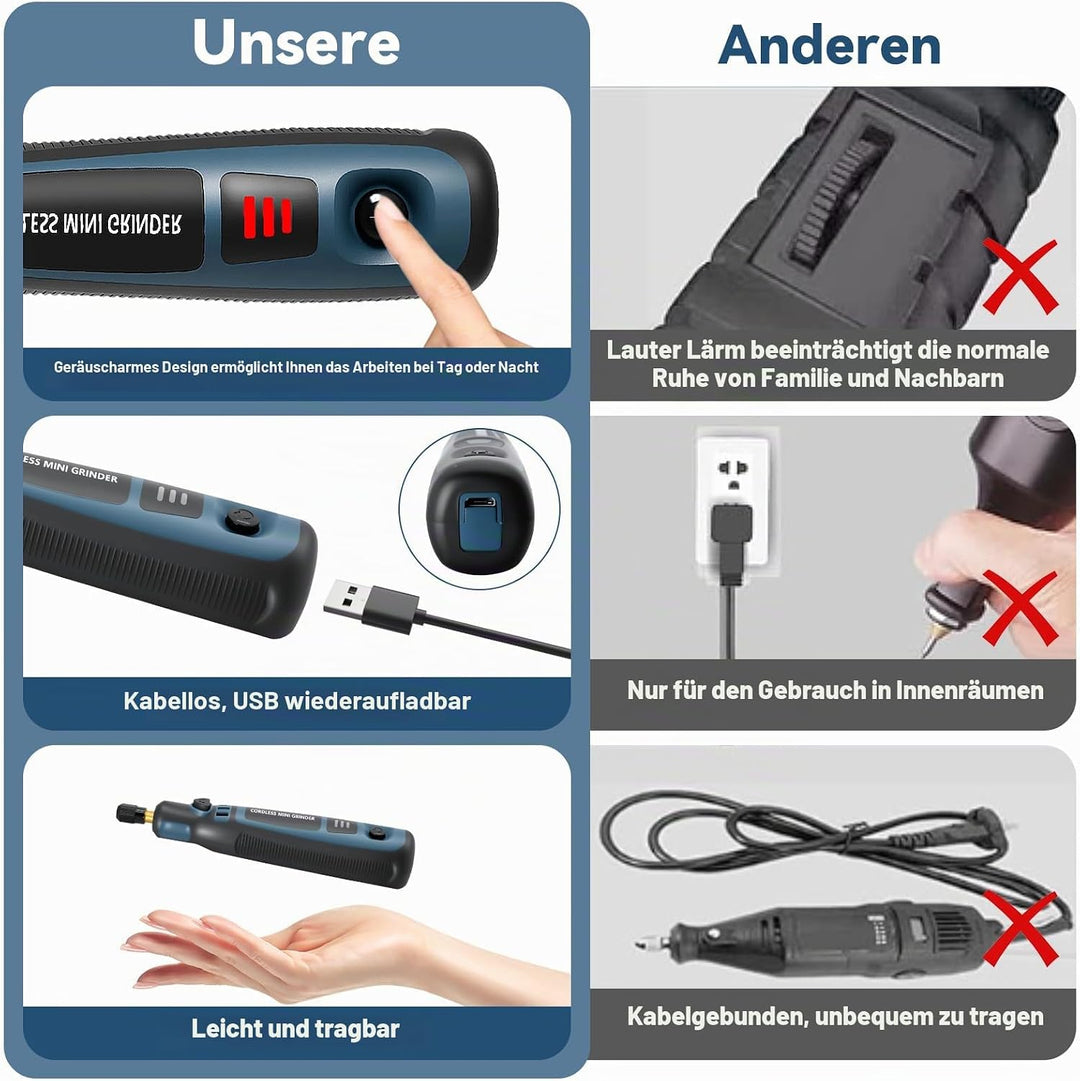 Elektrische Gravierstift, 96pcs Multifunktionaler Gravierwerkzeugsatz, Tragbare Drahtlose Gravurwerk