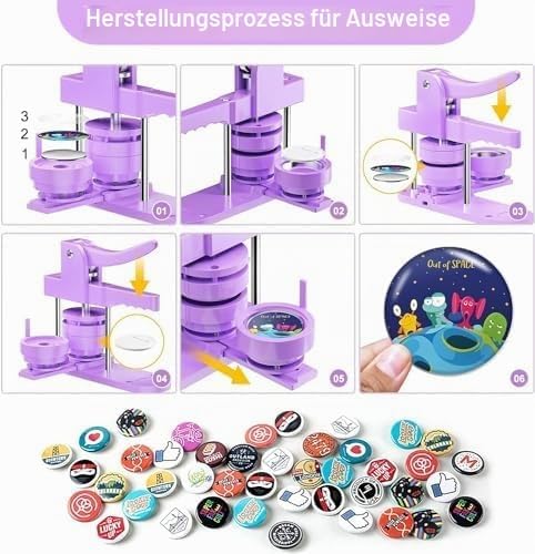 Button Maker Badge Machine 58+32+25mm Drücken Sie den DIY Badge Press Machine Zimiking Pin Badge Mak