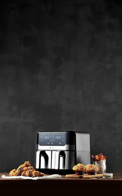 MasterPRO Rocket Duo 900 | Hot Air Fryer Double | Black | 9L Capacity and 2100W Power | LED Touch Sc