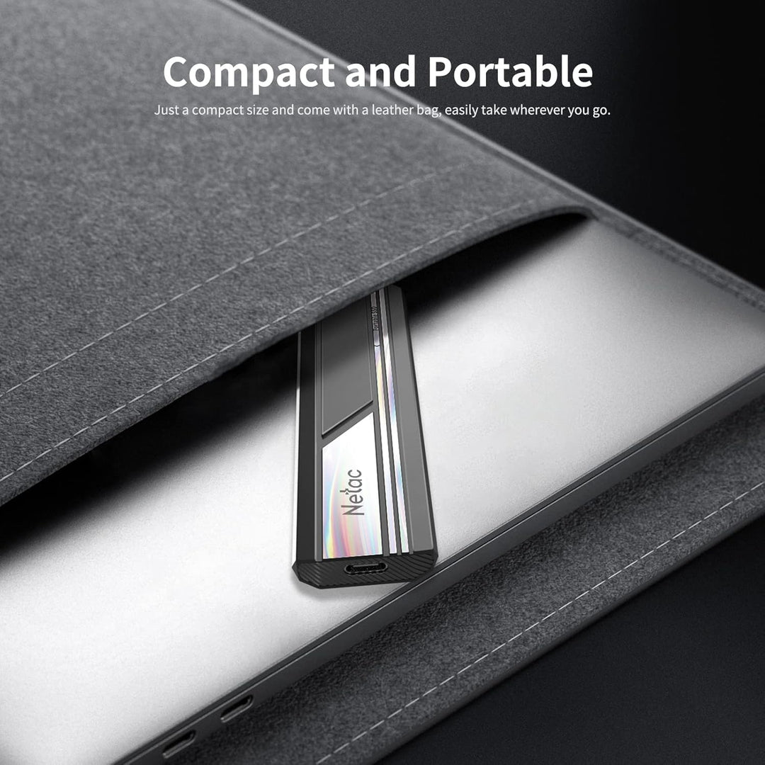 Netac ZX10 2TB Portable SSD, 2TB, USB 3.2 Gen.2, 1.050 MB/s Lesen, 1.000 MB/s Schreiben, Externe Fes