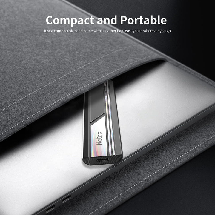 Netac ZX10 2TB Portable SSD, 2TB, USB 3.2 Gen.2, 1.050 MB/s Lesen, 1.000 MB/s Schreiben, Externe Fes