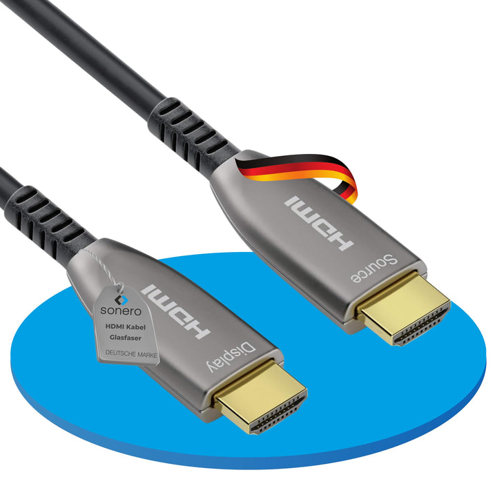 Sonero 50m HDMI Kabel 2.0b, Glasfaser Hybrid, UHD 2160P, 4K60Hz, 4:4:4, HDR, 18Gbps, schwarz 4K HDMI