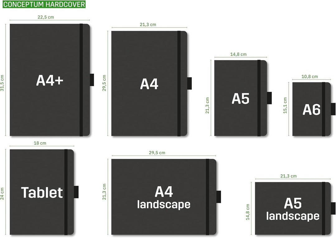 SIGEL CO115 Premium Notizbuch kariert, A4+, Hardcover, schwarz - Conceptum A4+ kariert schwarz, A4+