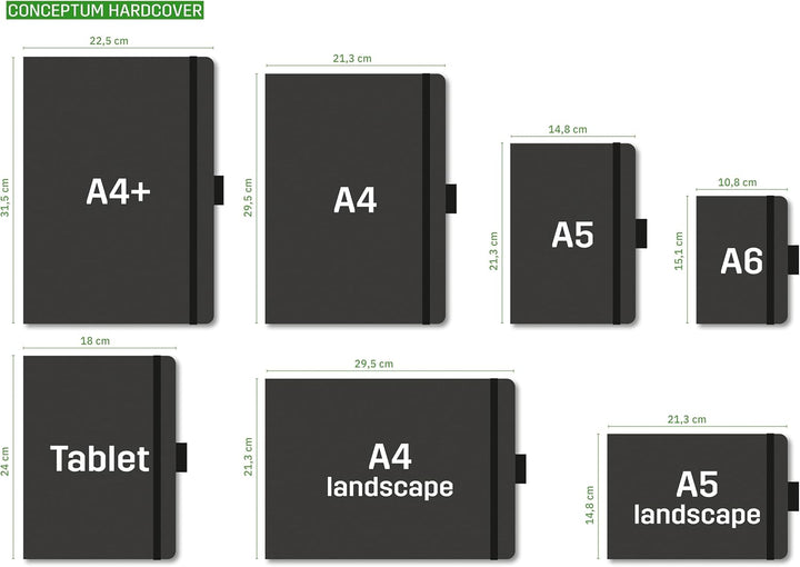 SIGEL CO115 Premium Notizbuch kariert, A4+, Hardcover, schwarz - Conceptum A4+ kariert schwarz, A4+