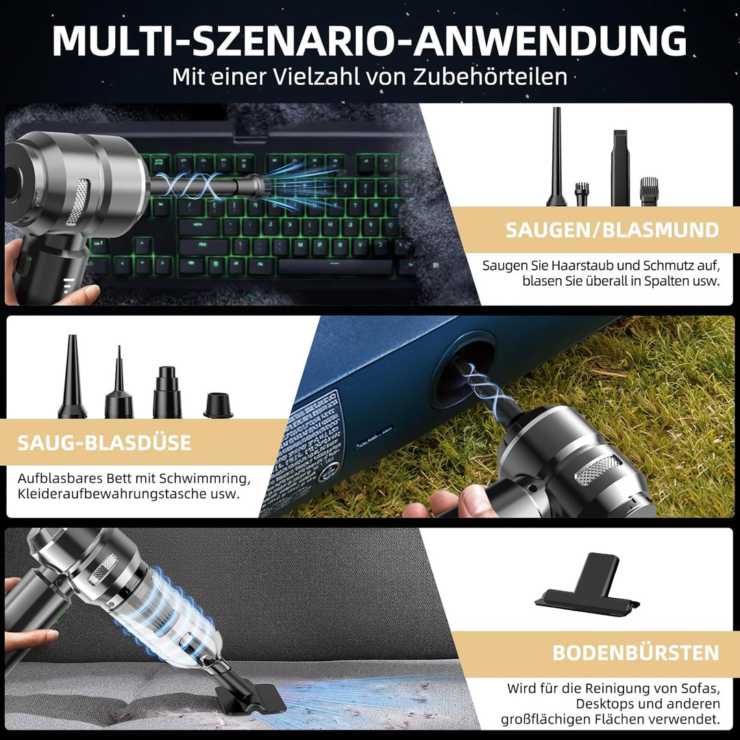 Handstaubsauger, 26000Pa Akku Staubsauger Kabellos, Stark Handstaubsauger Kabellos, 4-in-1 Autostaub