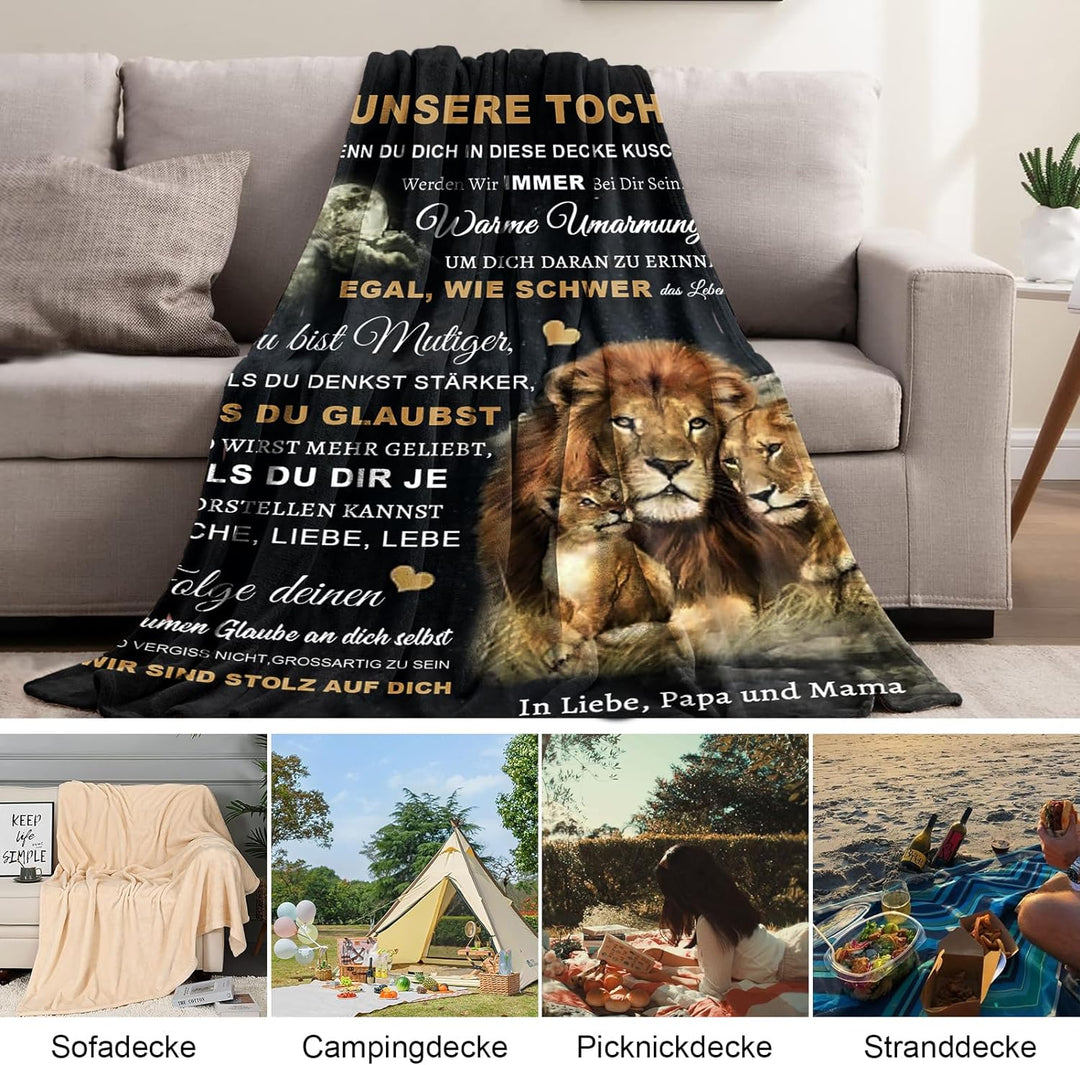 Personalisierte Decke Geschenk für Tochter Von Eltern, Kuscheldecke Flauschige An Unsere Tochter Von