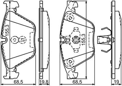 Bosch BP1470 Bremsbeläge - Vorderachse - ECE-R90 Zertifizierung - vier Bremsbeläge pro Set