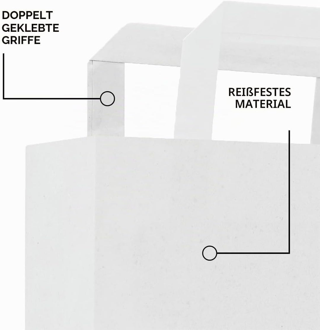 verpacking Papiertragetasche mit Flachhenkel 45 x 32 x 16 cm Weiss - Papiertüten Bio Papiertasche Kr