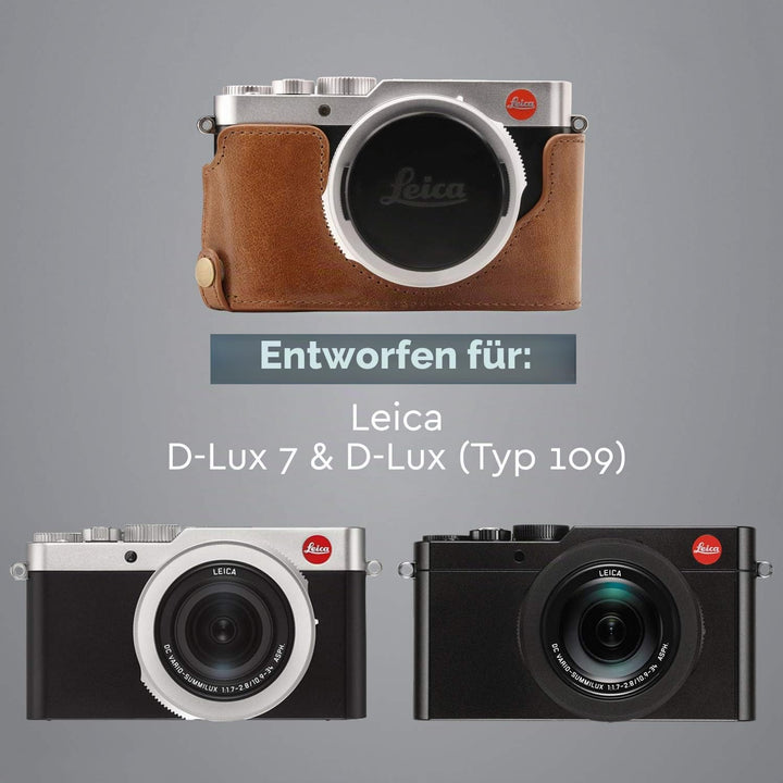MegaGear Ever Ready Echtleder Kameratasche mit Trageriemen kompatibel mit Leica D-Lux 7 Braun, Braun