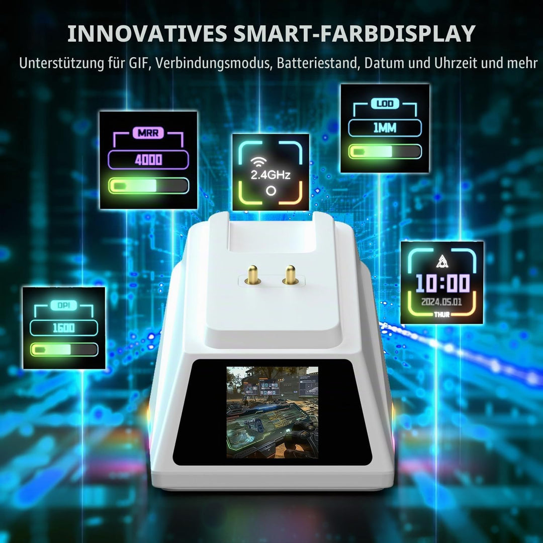 AJAZZ AJ159 APEX 8K Kabellose Gaming-Maus, Magnetische Ladestation mit Screen, Pixart PAW3950 Sensor