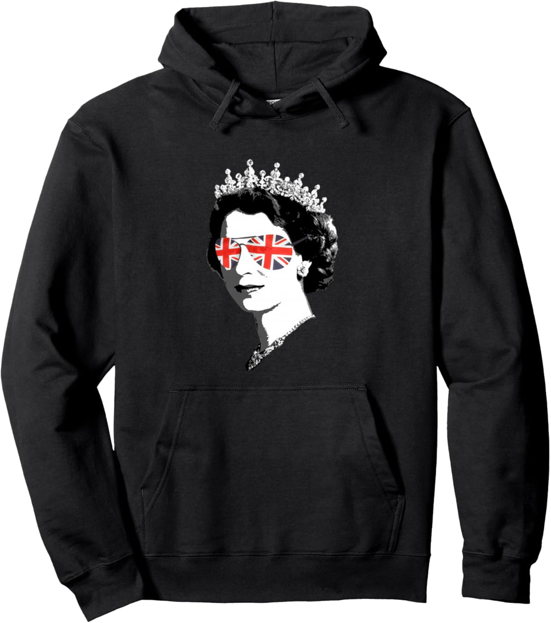 Queen Elizabeth II Sonnenbrillen Britische Krone Union Jack Pullover Hoodie