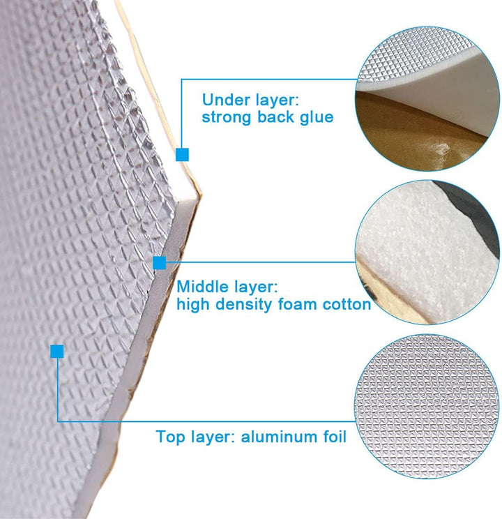 sourcing map 236mil 16.36sqft Auto Hitze Schalldämpfer Isoliermatte selbstklebend Dämmung Dämmmatte