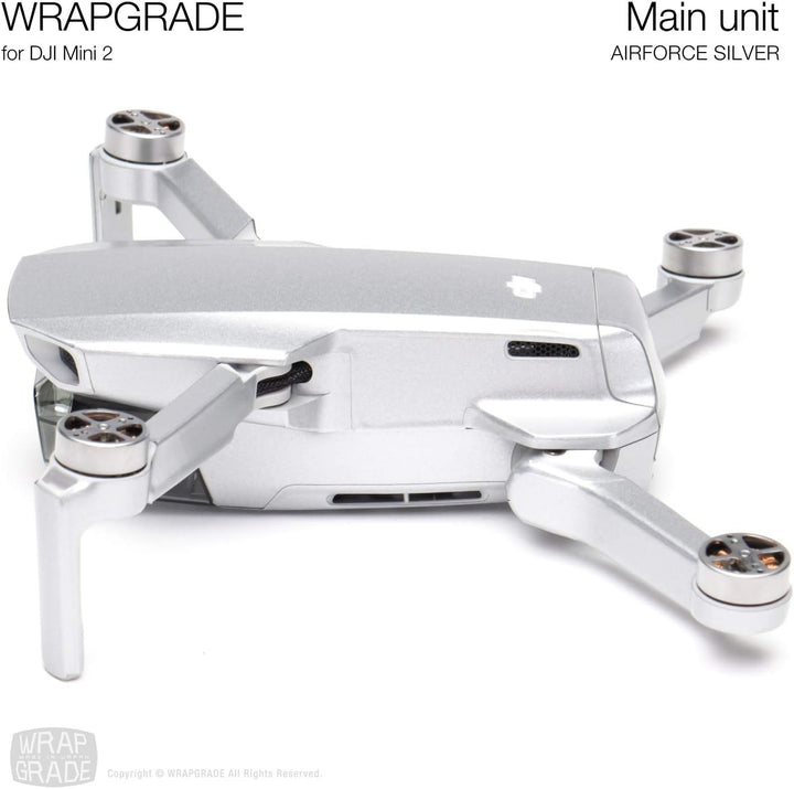 Wrapgrade Skin Sticker Set Kompatibel mit DJI Mini 2 (Airforce Silver), Airforce Silver