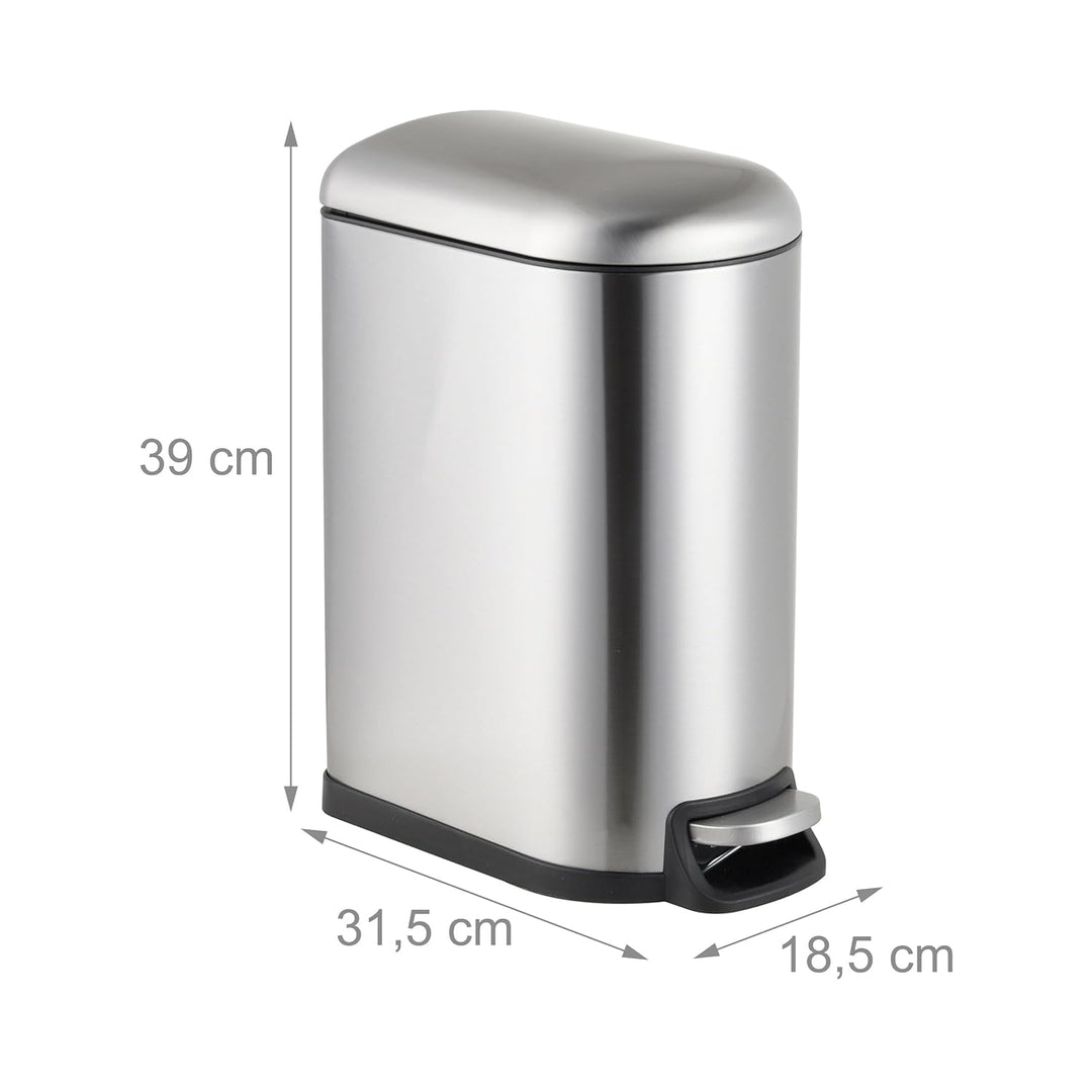Relaxdays Mülleimer, 10 Liter, Absenkautomatik, entnehmbarer Inneneimer, Kosmetikeimer mit Deckel, B