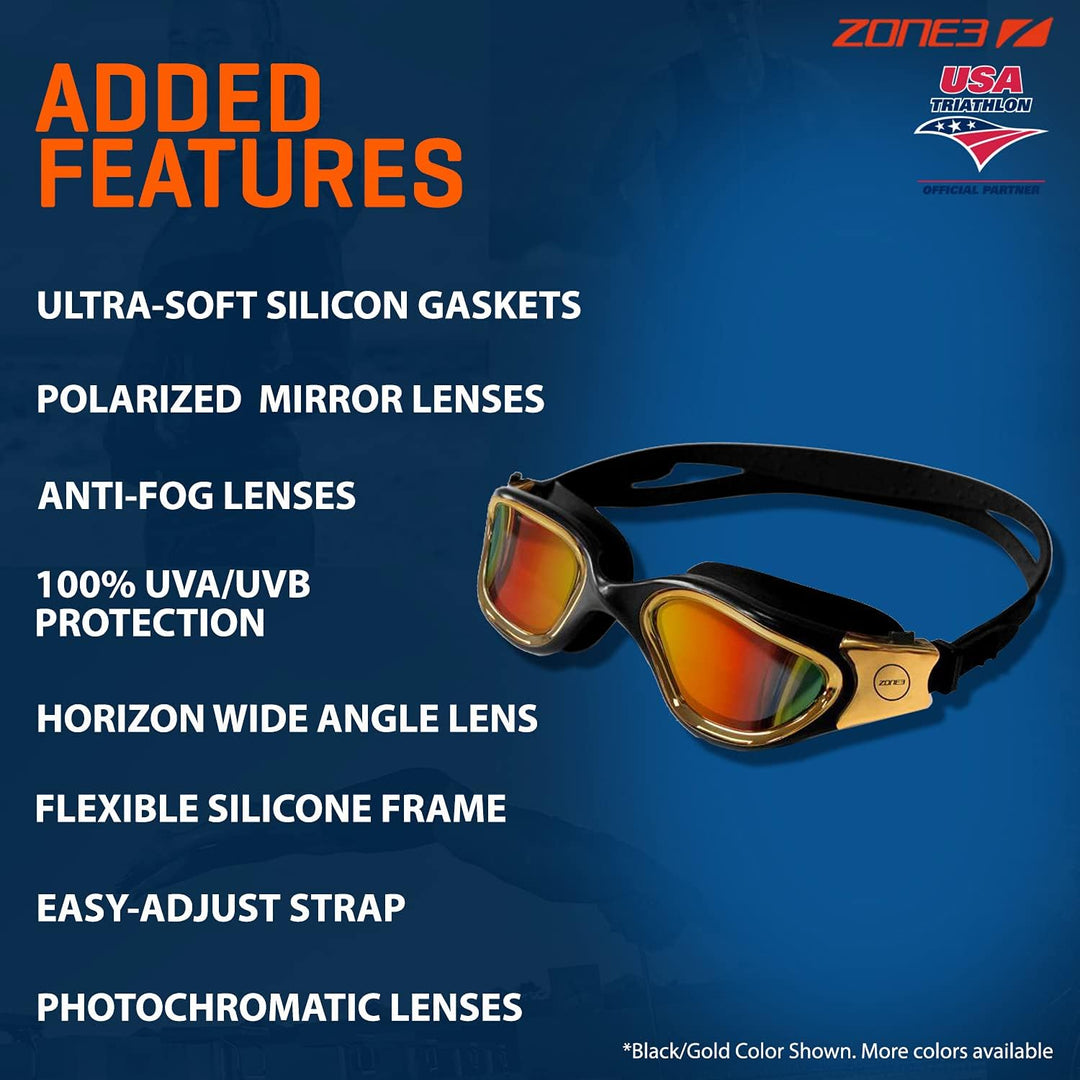 ZONE3 Unisex Dampf Schwimmbrille (1er Pack) Einheitsgrösse Polarisiert – Schwarz/Gold, Einheitsgröss