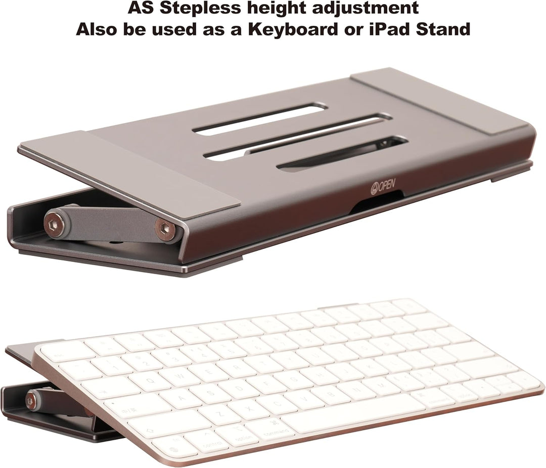 Aluminium 3-in-1 Laptopständer, klappbar, verstellbar, mit Kühlung, integrierter Aufbewahrungsbox, L