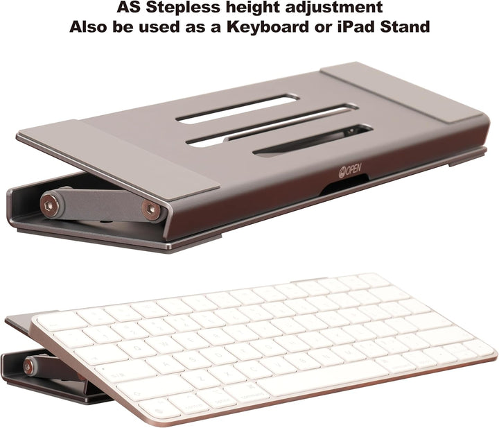 Aluminium 3-in-1 Laptopständer, klappbar, verstellbar, mit Kühlung, integrierter Aufbewahrungsbox, L