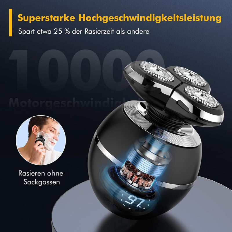ETENTOUS Rasierer Herren Elektrisch, 5 in 1 Elektrorasierer Herren 3D Rasur Barttrimmer -Kabellos wi