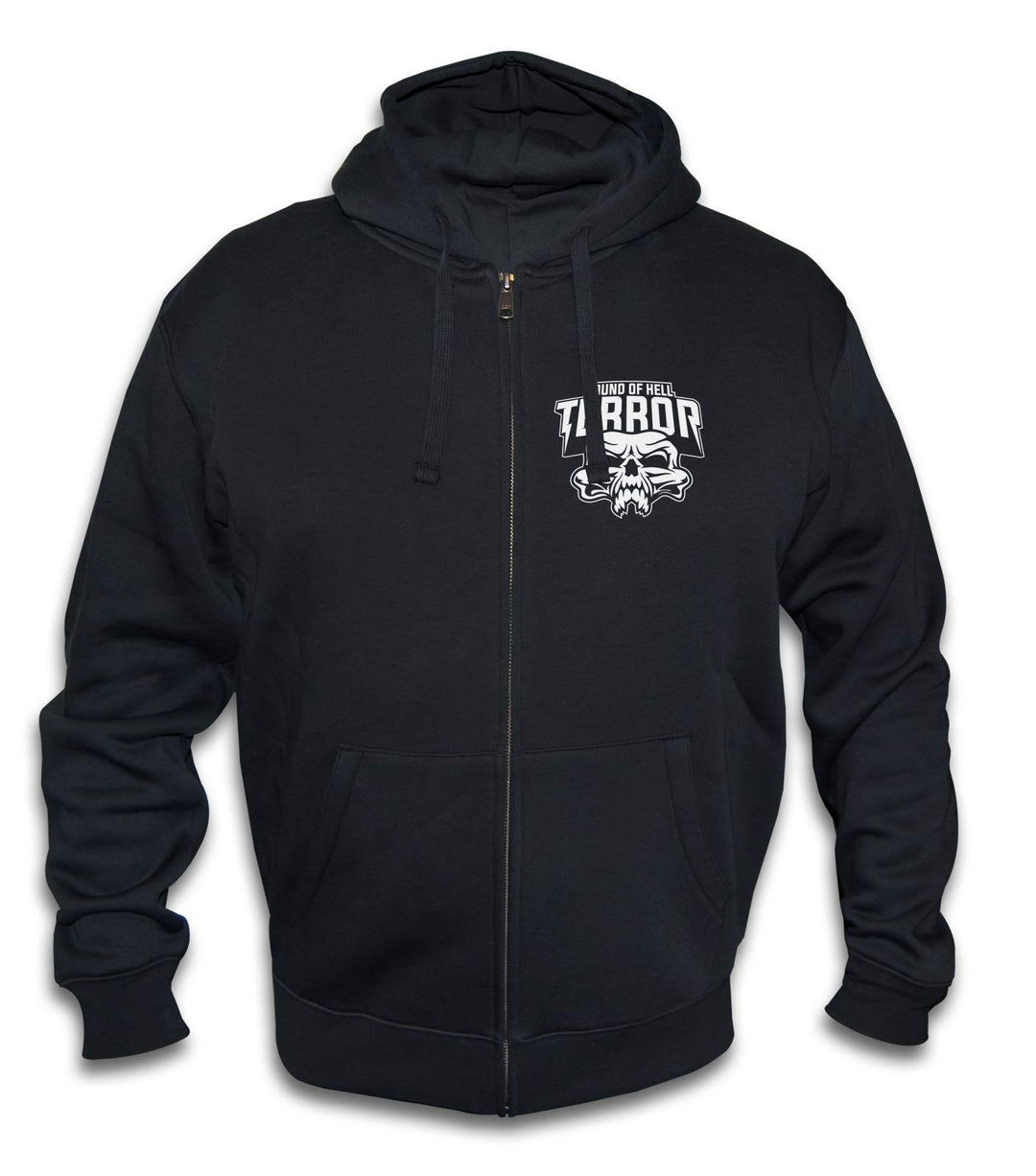 KNOW-MORE-STYLEZ Gabber Sweatjacke Terror Sound of Hell mit Kapuze S Schwarz, S Schwarz