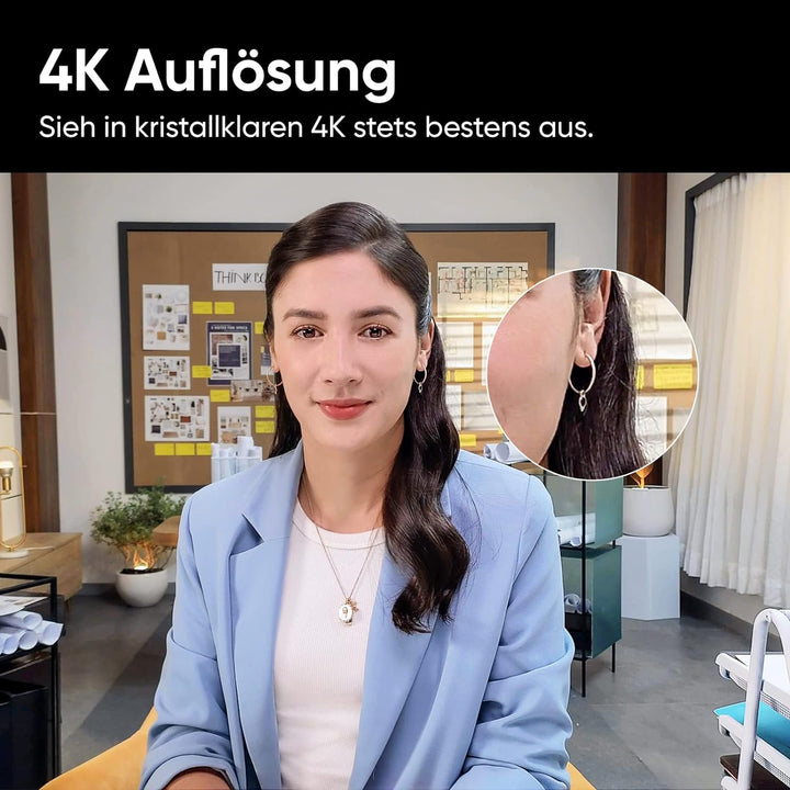 Insta360 Link - PTZ 4K Webcam mit 1/2"-Sensor, KI-Tracking, Gestensteuerung, HDR, Mikrofonen mit Rau