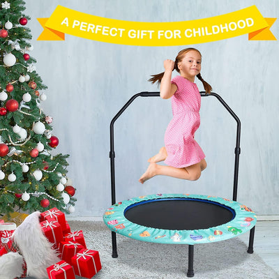 Trampolin für Kinder, 36" Mini Kindertrampolin mit Verstellbarer Griff, Kindertrampolin mit gepolste